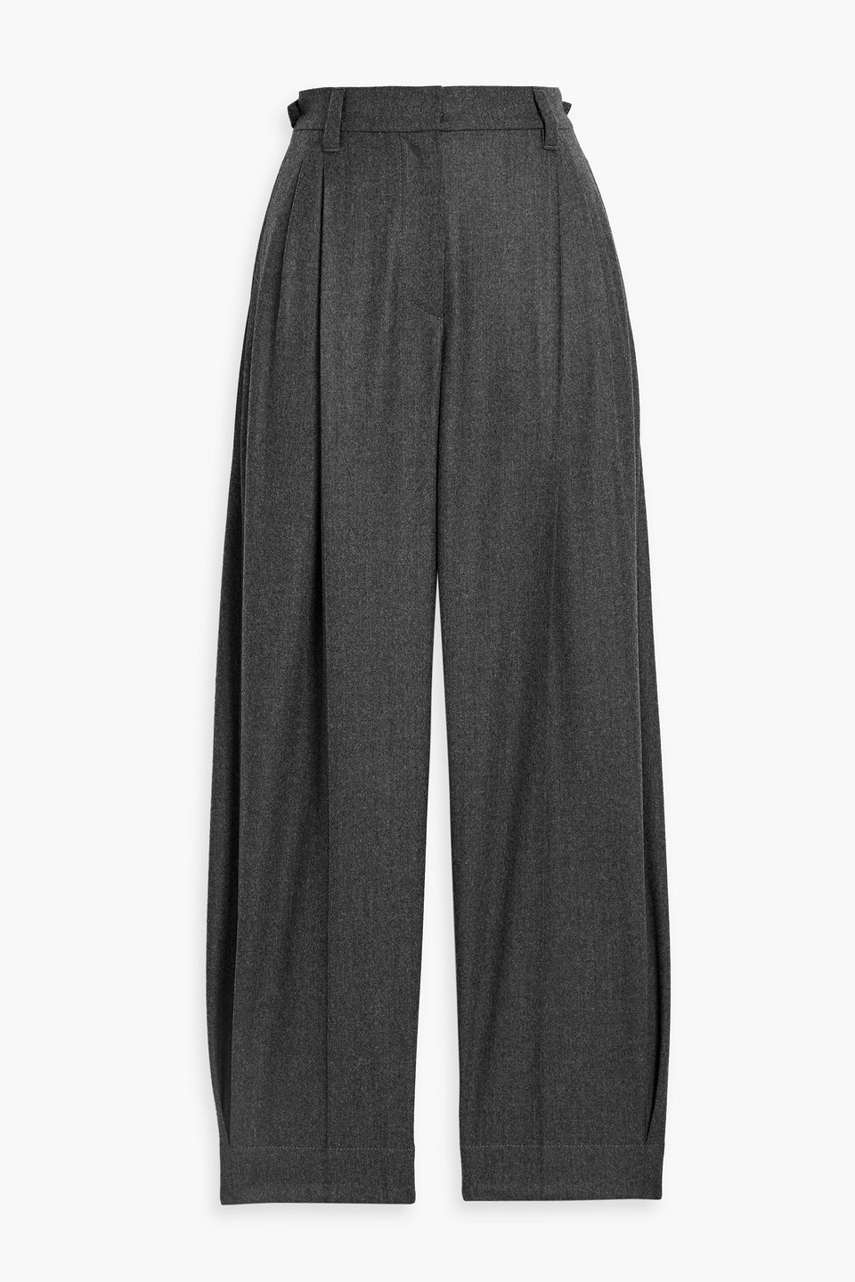 Brunello Cucinelli Pleated Wool-flannel Tapered Pants In Gray