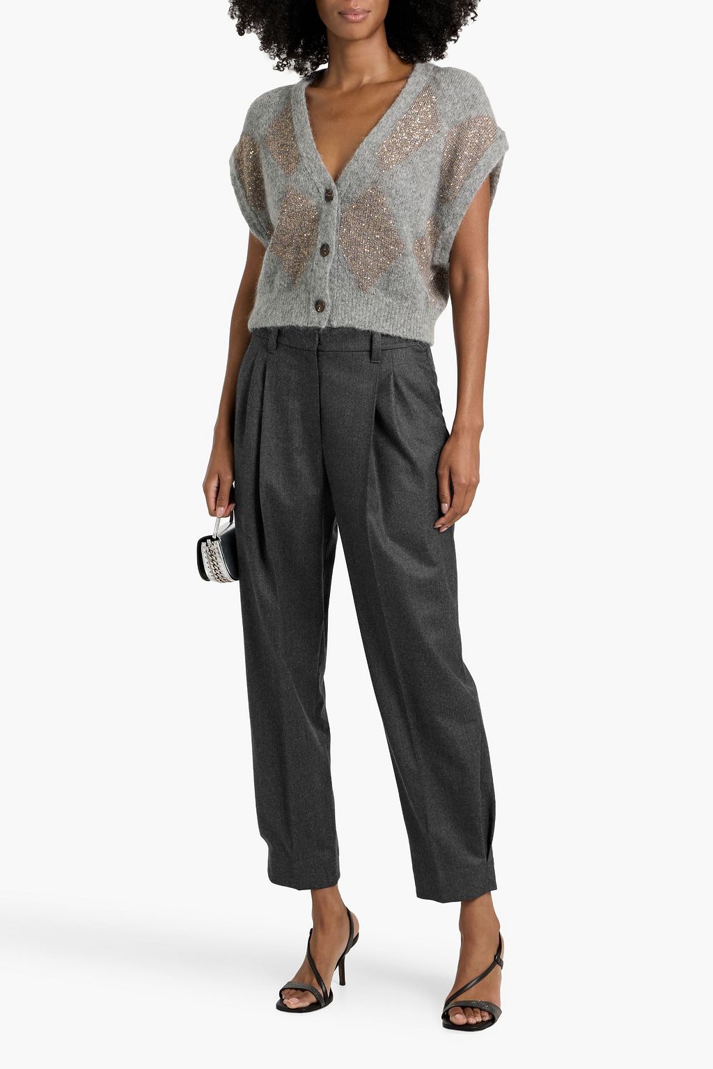 BRUNELLO CUCINELLI Pleated wool-flannel tapered pants