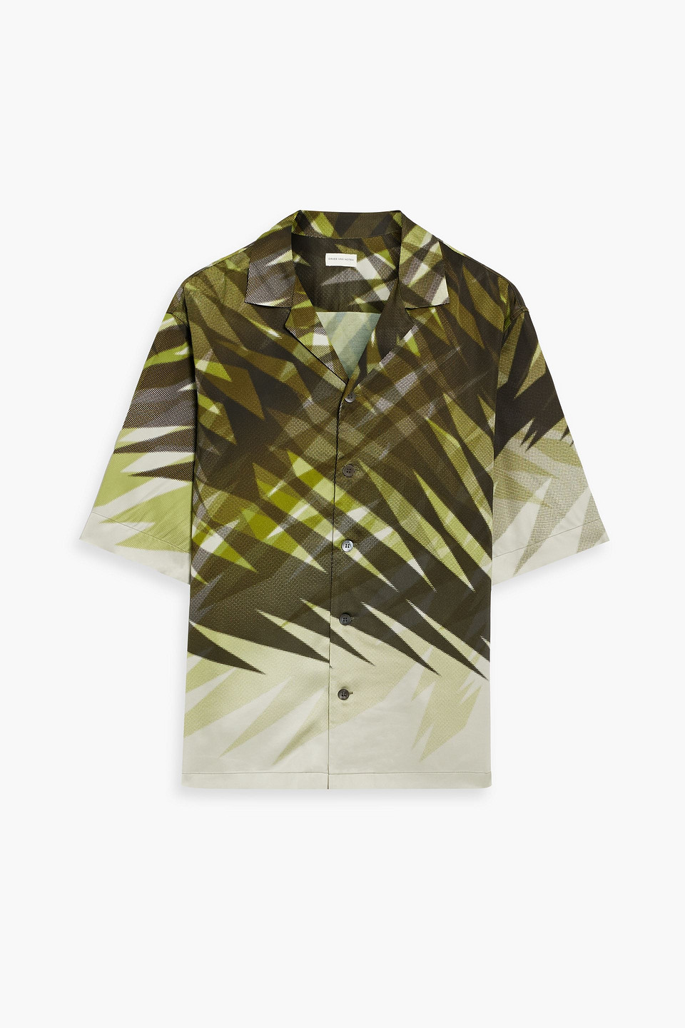 Dries Van Noten Printed Satin Shirt In Army Green