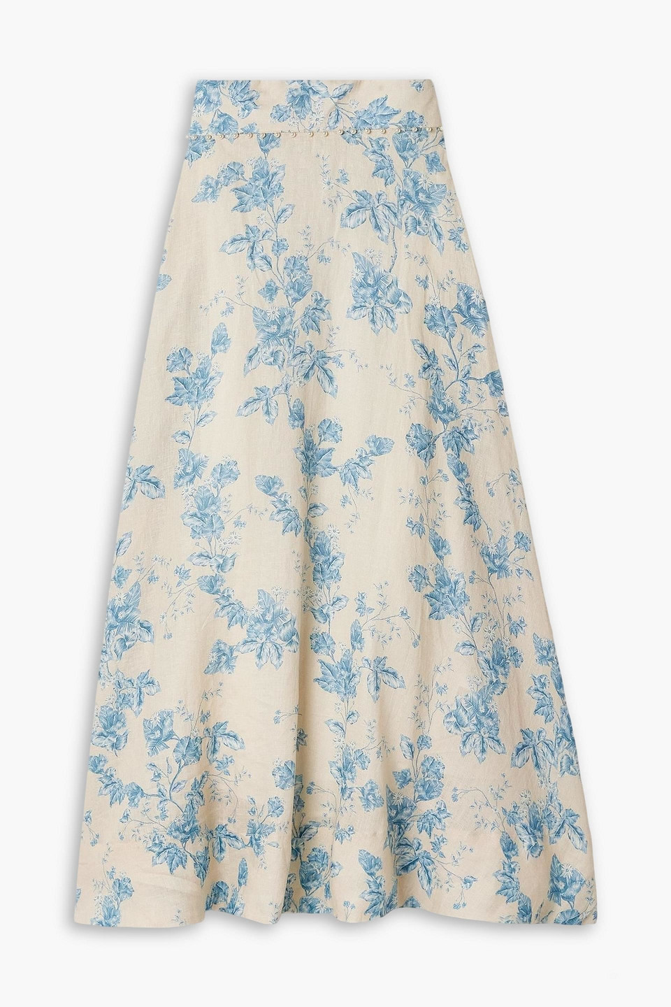 agua by agua bendita - bergamota bougainvillea embellished floral-print linen midi skirt - neutral - xs