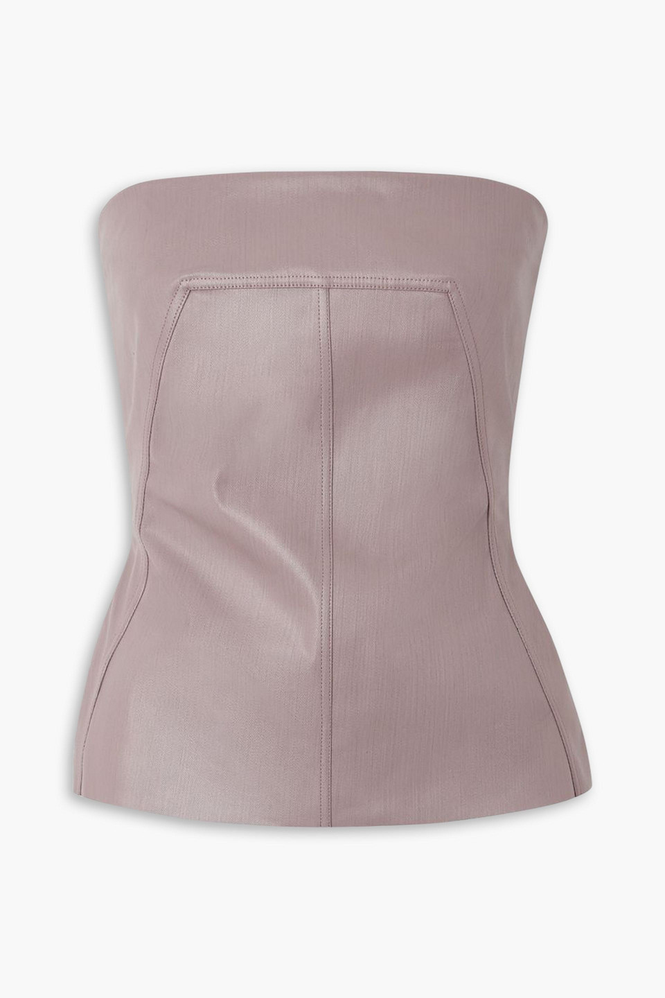Rick Owens Strapless Coated-denim Bustier Top In Lilac