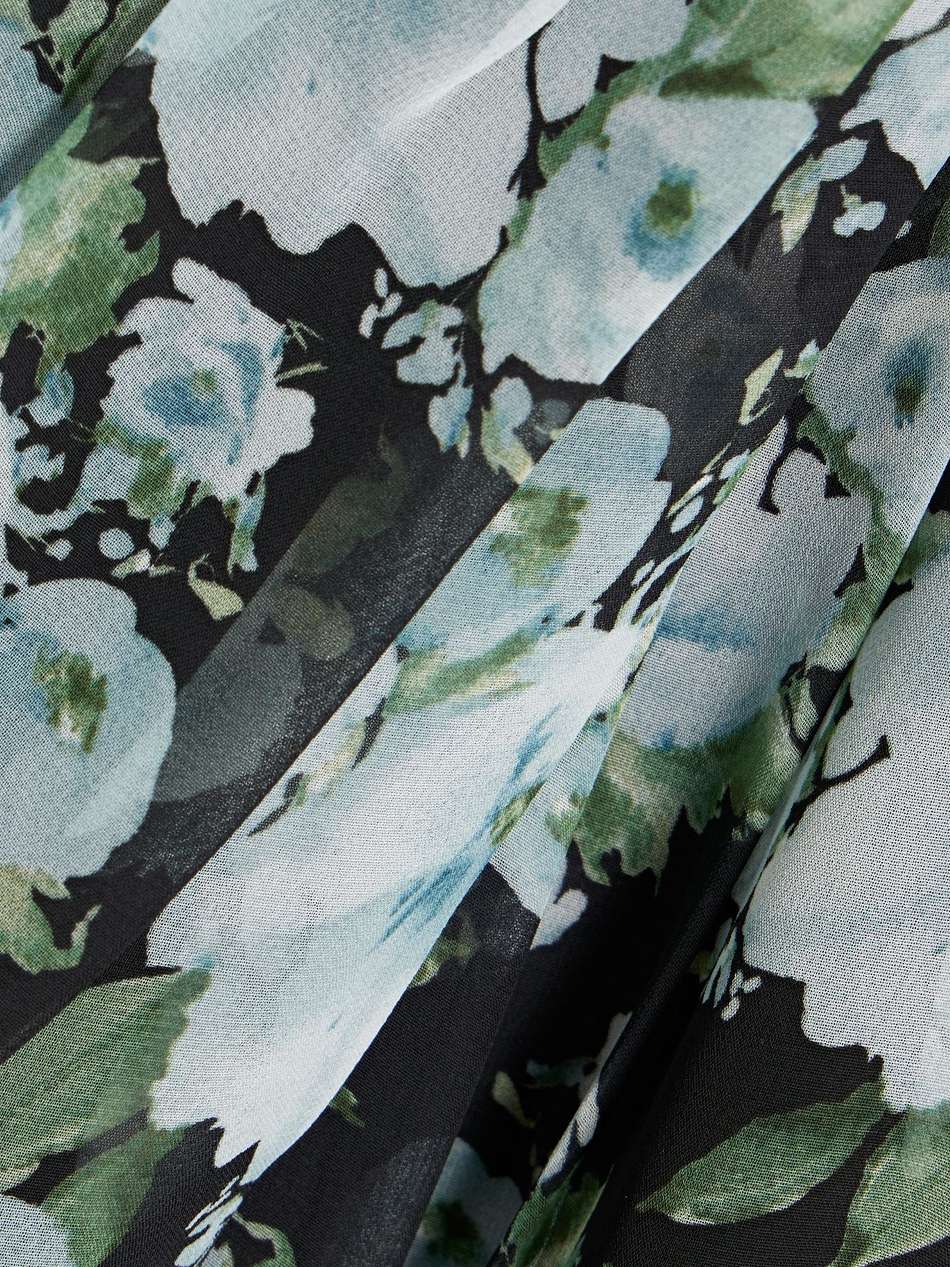 pleated floral-print chiffon midi dress