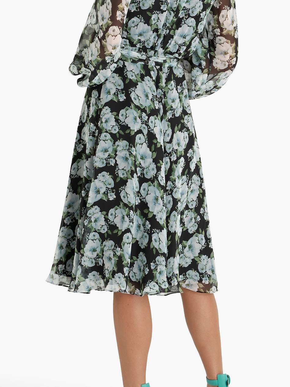 pleated floral-print chiffon midi dress