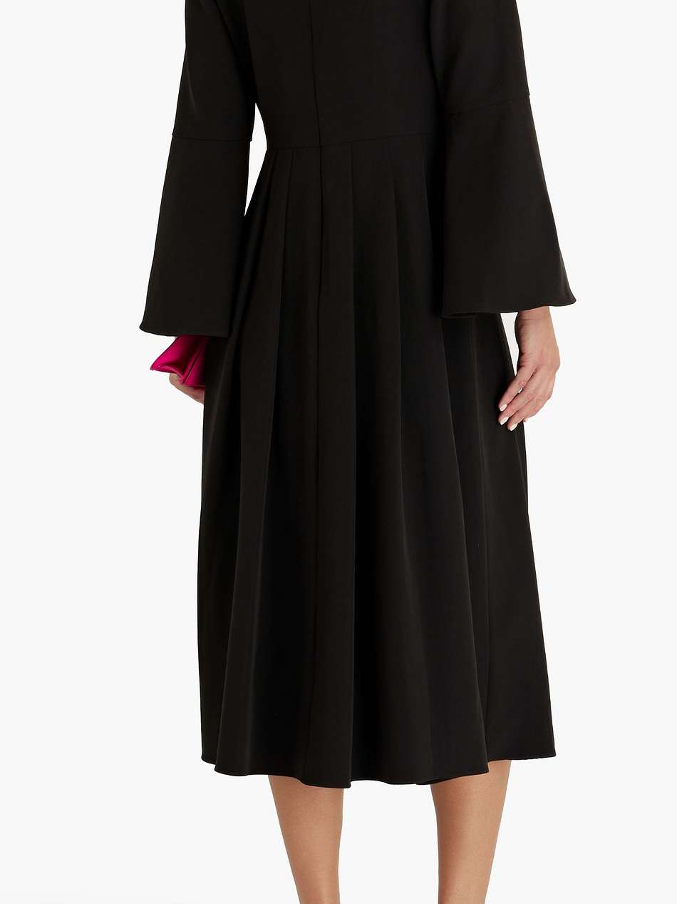 pleated crepe midi dress