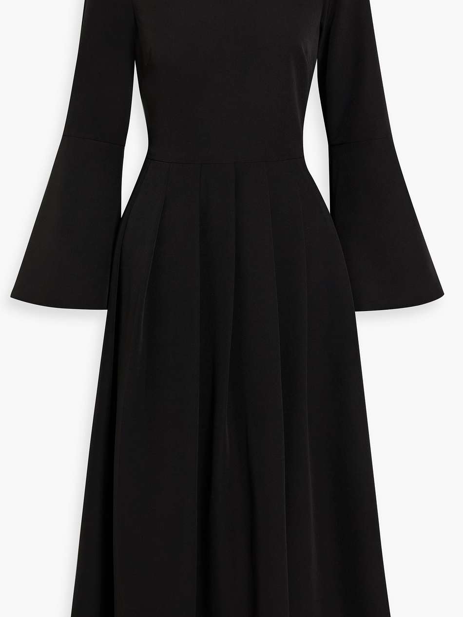 pleated crepe midi dress