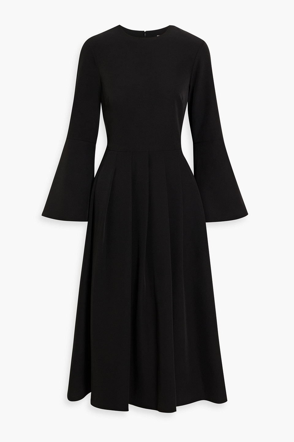 Mikael Aghal Pleated Crepe Midi Dress In Black