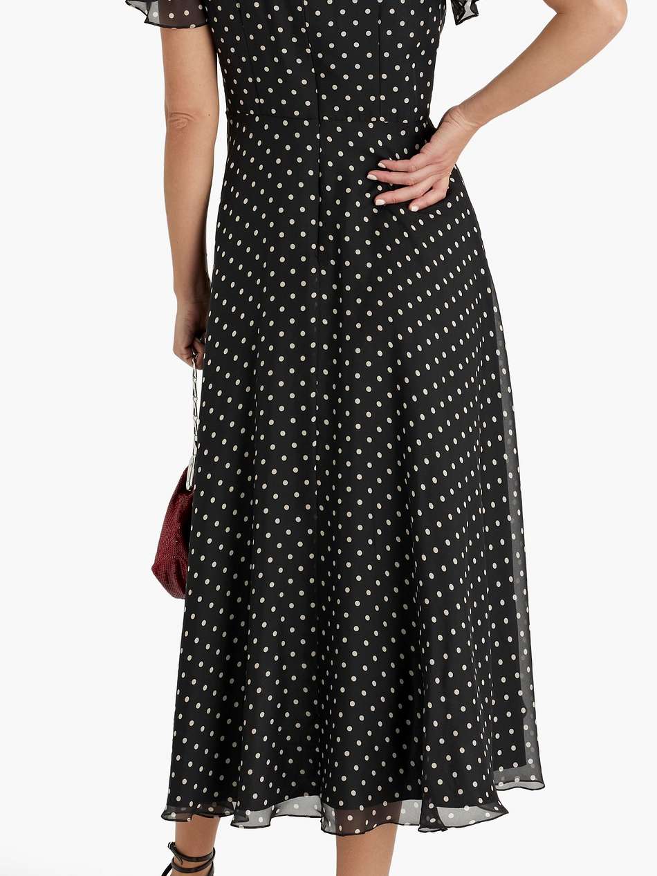 polka-dot chiffon midi dress