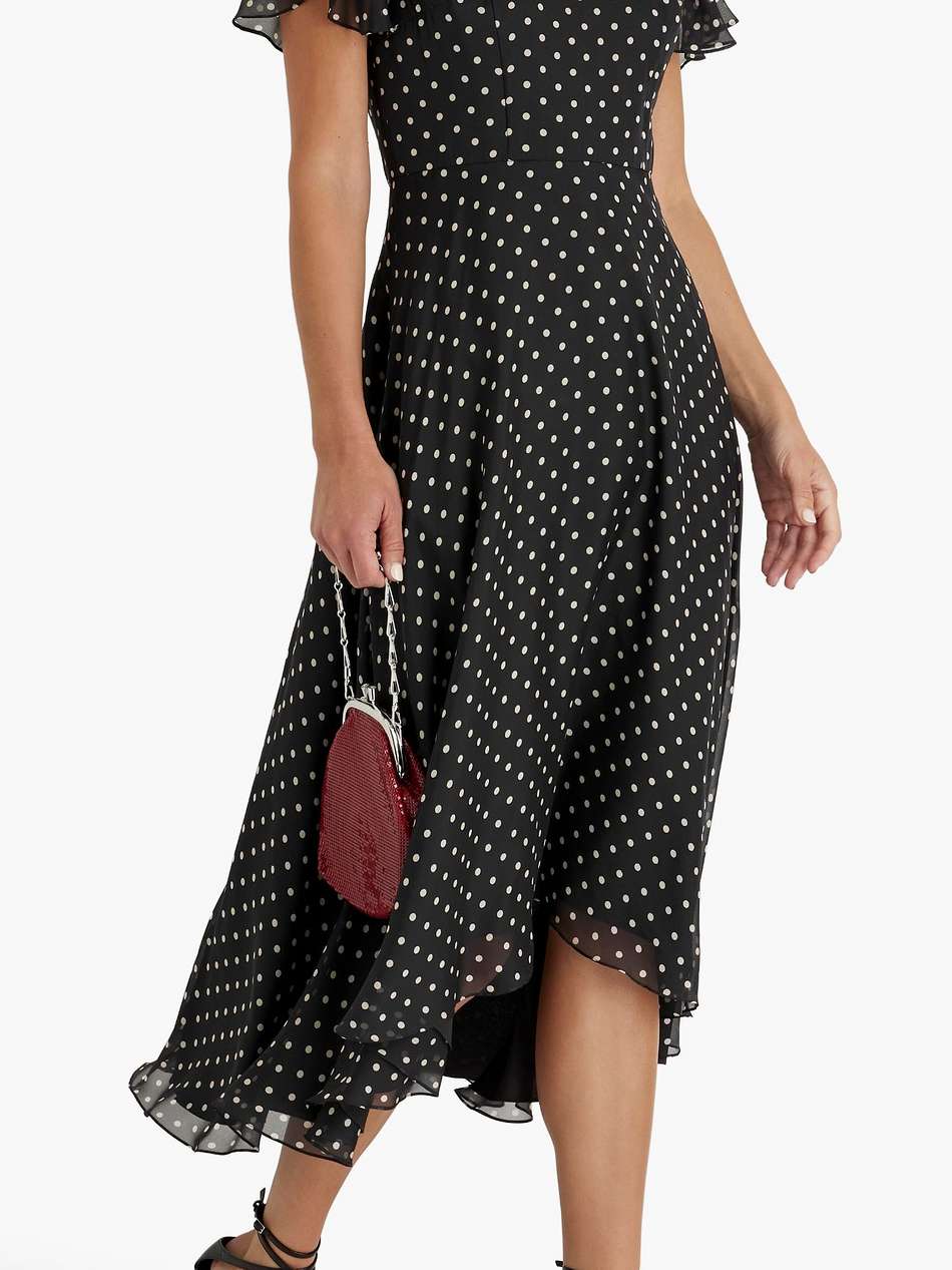 polka-dot chiffon midi dress
