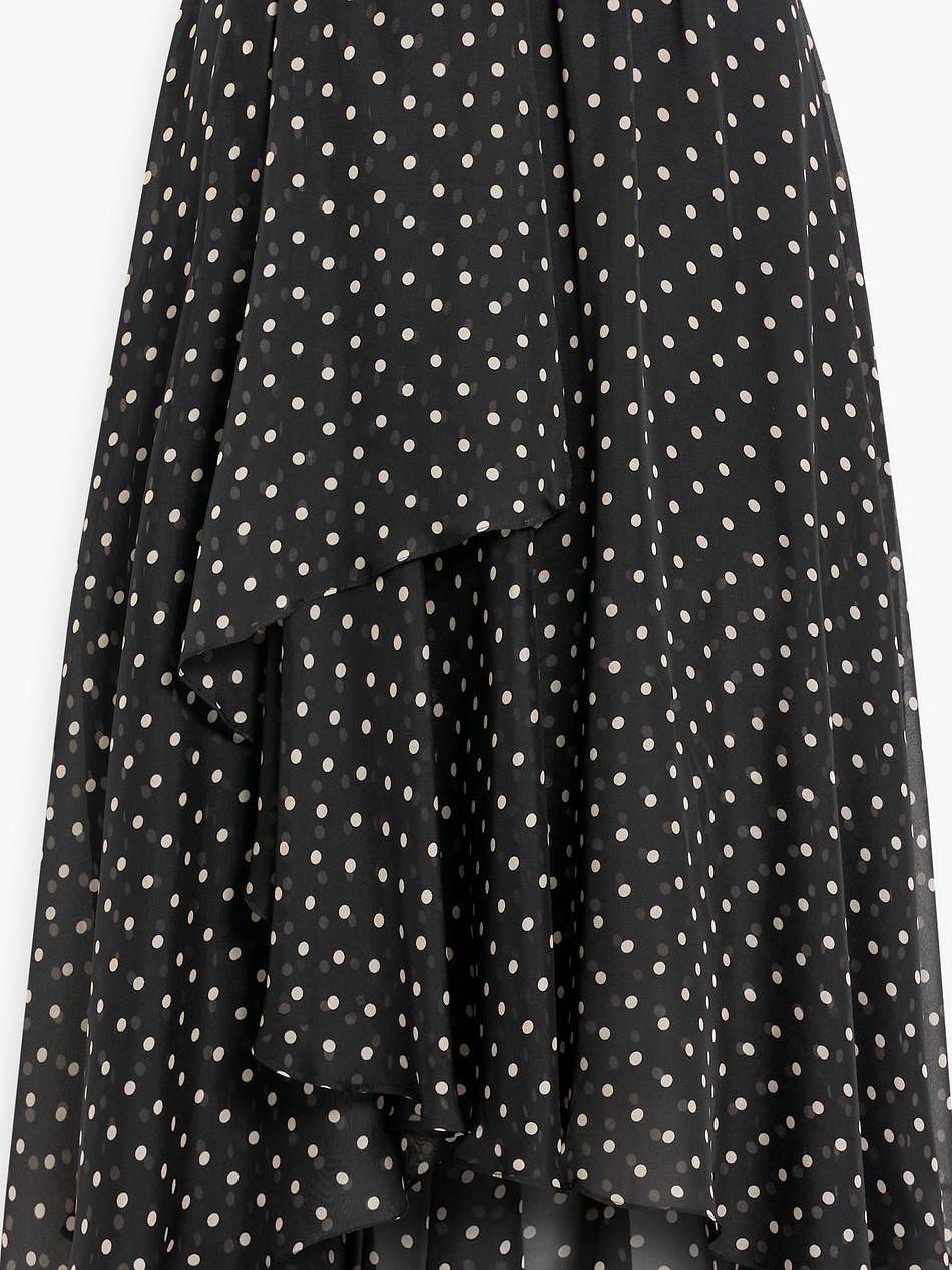 wrap-effect polka-dot chiffon midi skirt