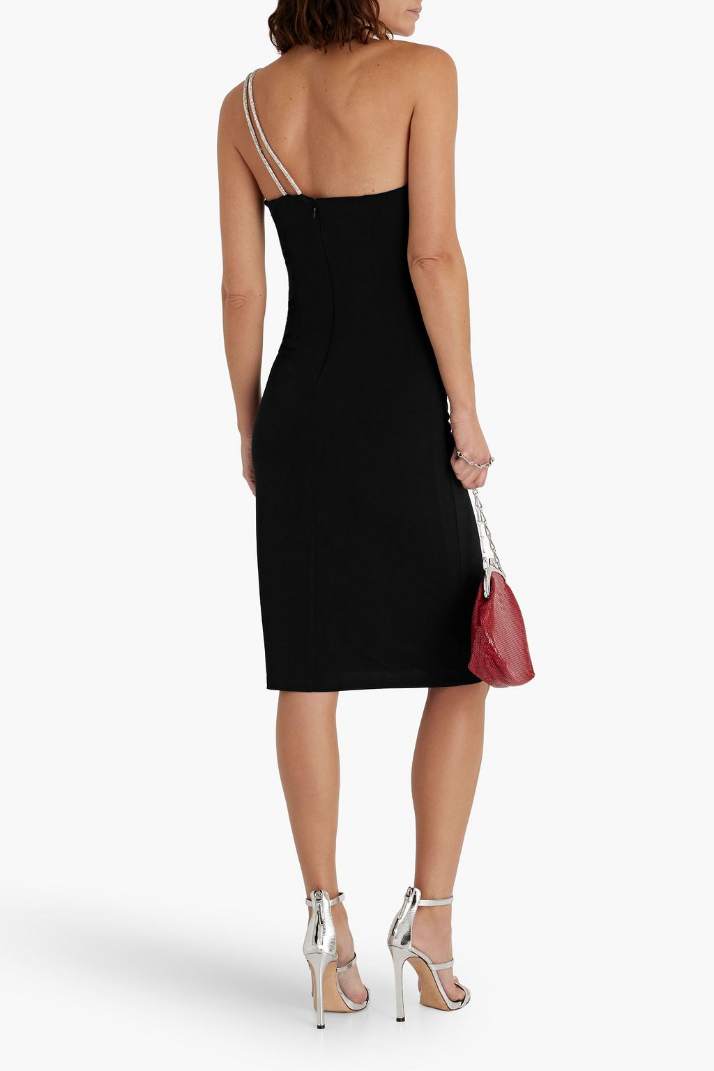 HERVÉ LÉGER One-shoulder crystal-embellished stretch-jersey dress