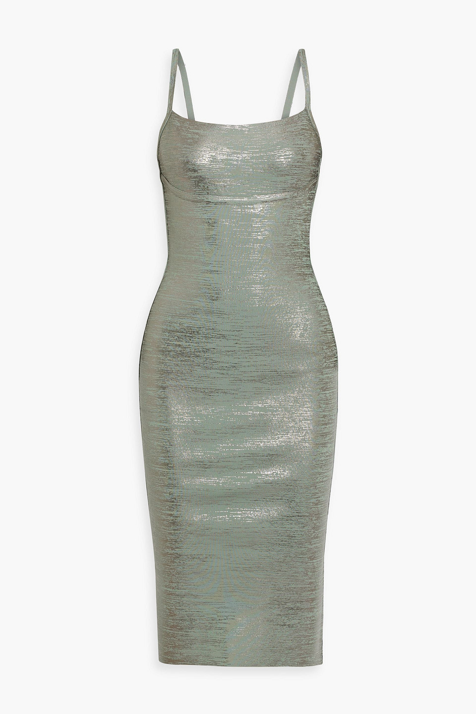 Hervé Léger Metallic coated bandage dress