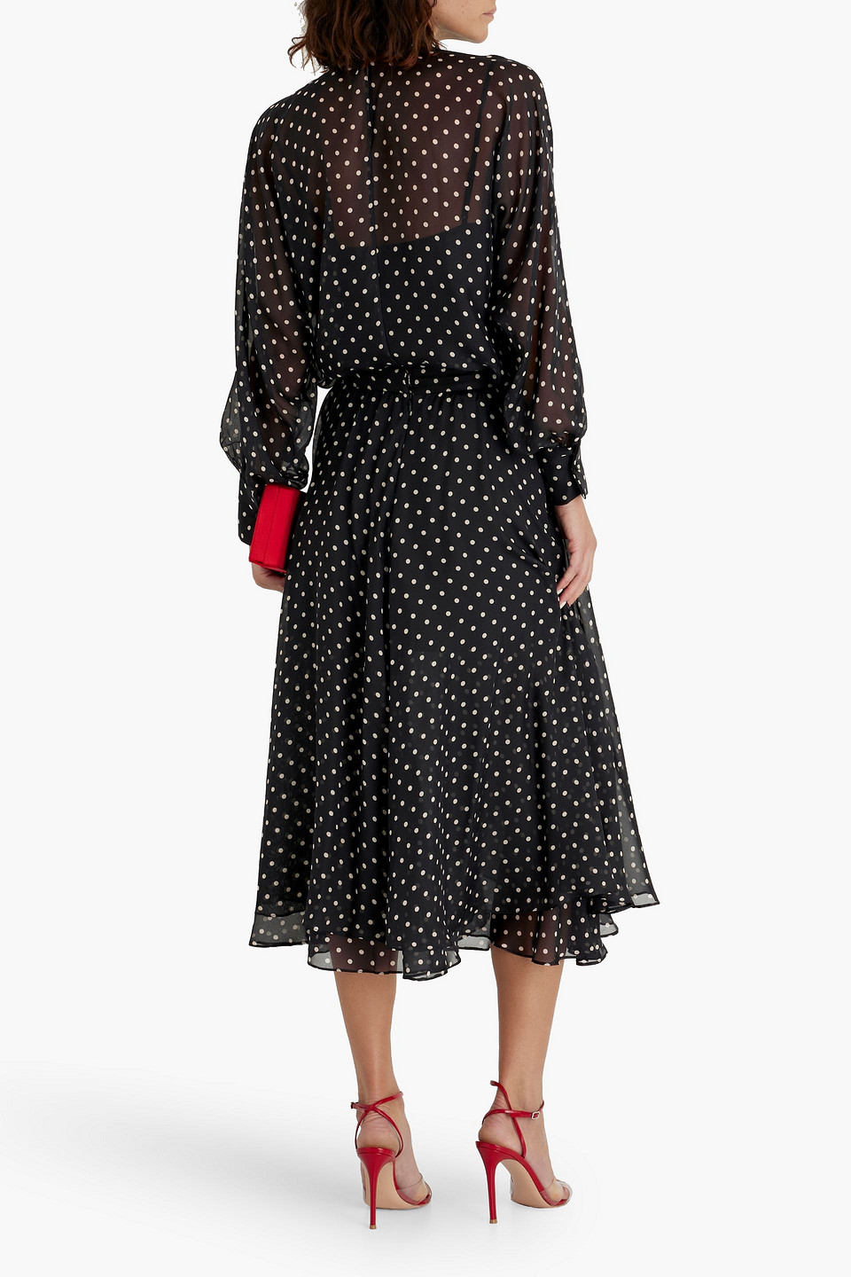 MIKAEL AGHAL POLKA-DOT SILK-CHIFFON BLOUSE
