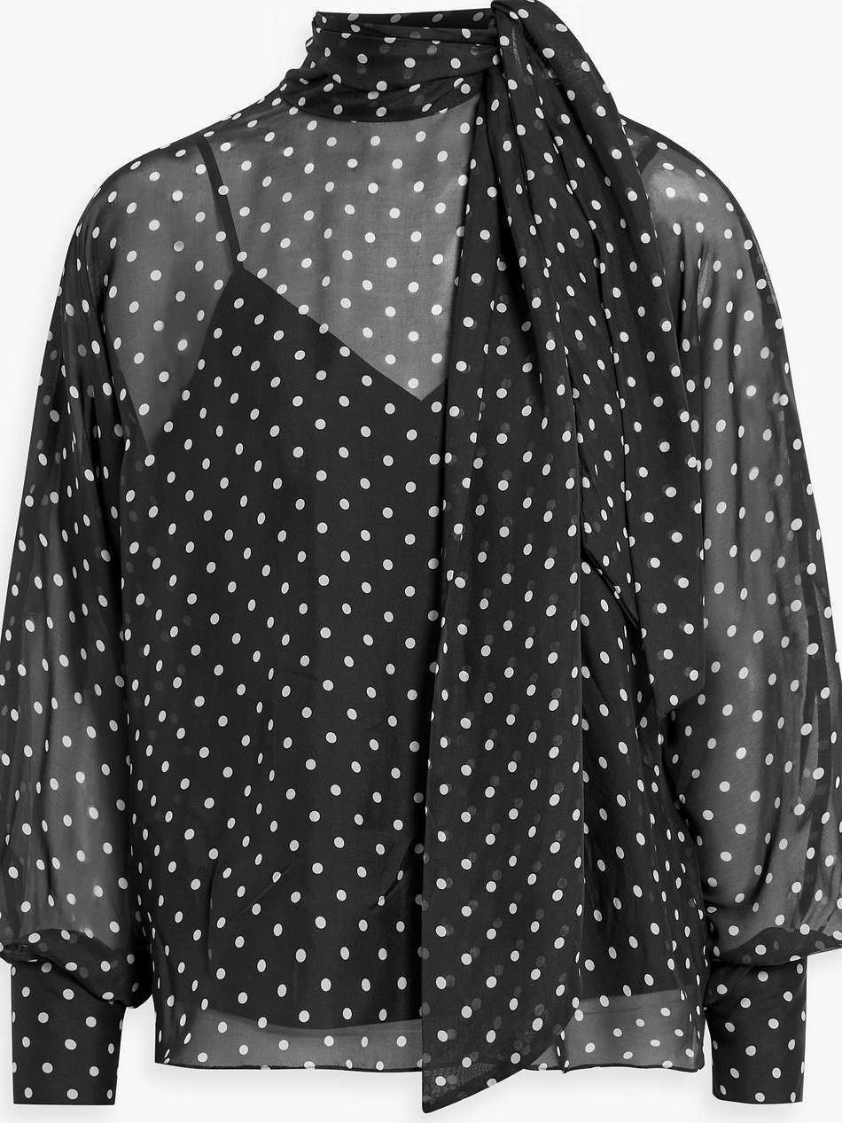 polka-dot silk-chiffon blouse
