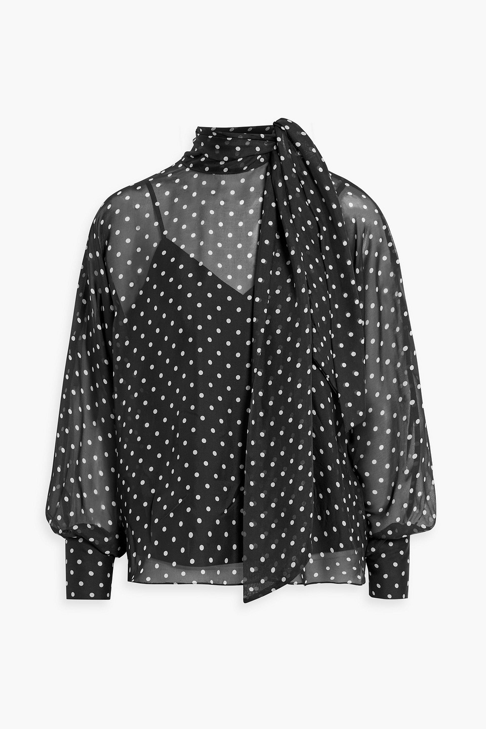 Mikael Aghal Polka-dot Silk-chiffon Blouse In Black