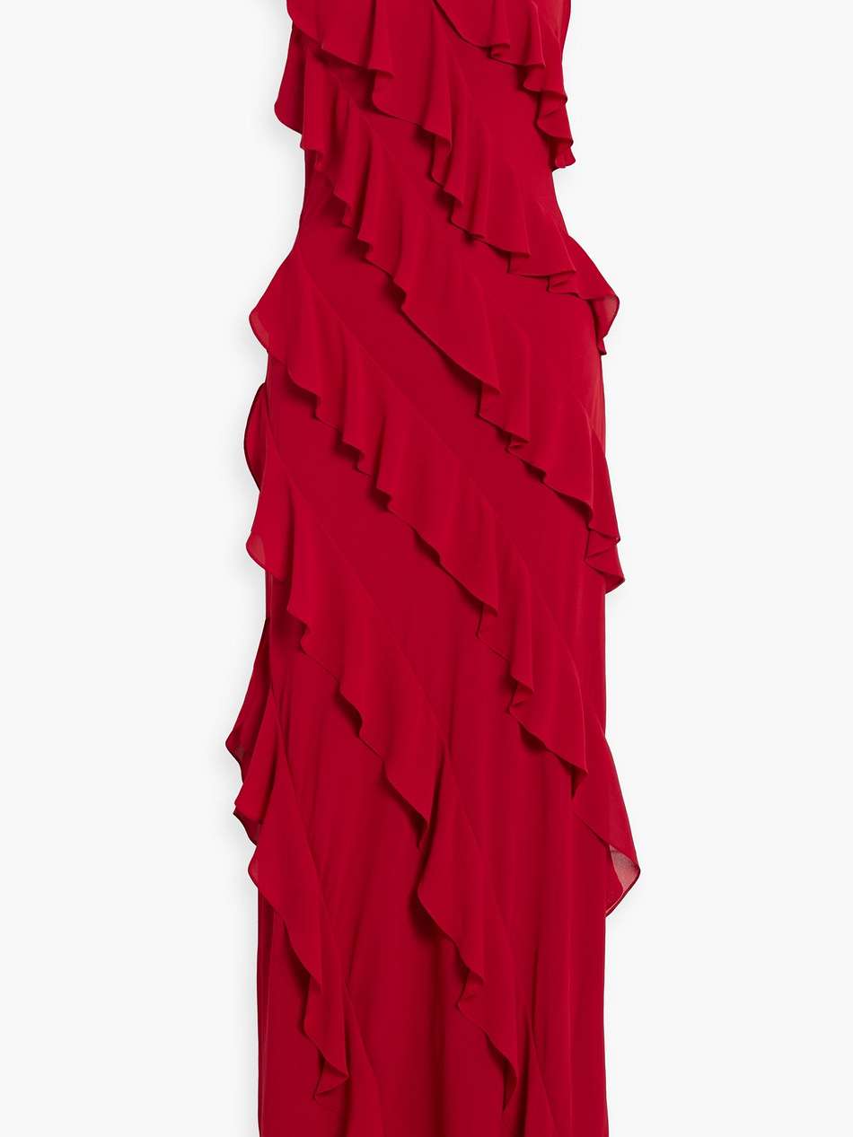 ruffled chiffon maxi dress