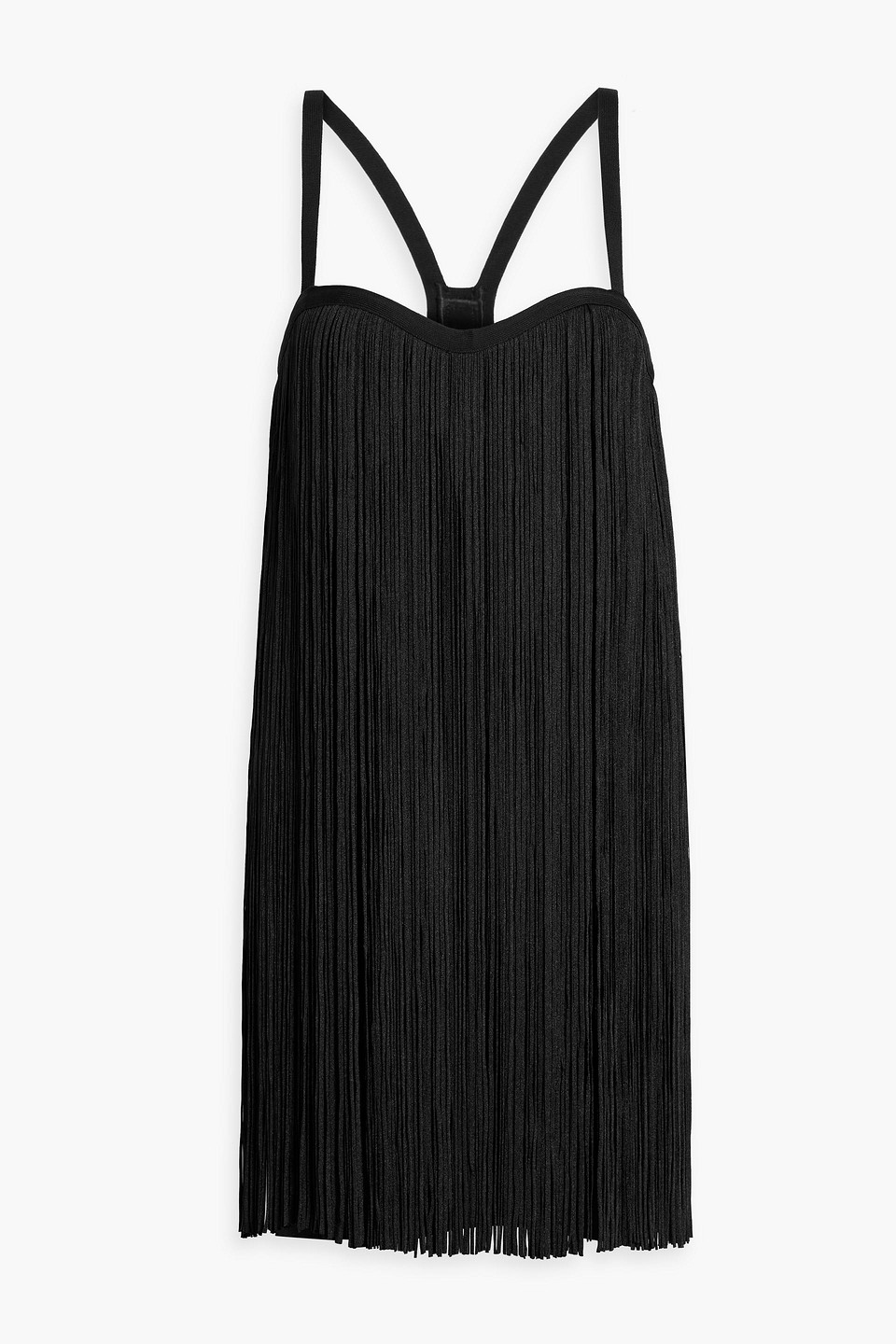 Herve Leger Fringed Bandage Mini Dress In Black