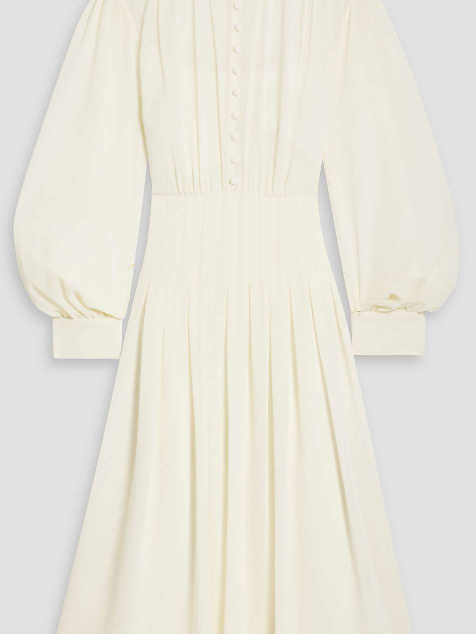 pleated chiffon midi dress