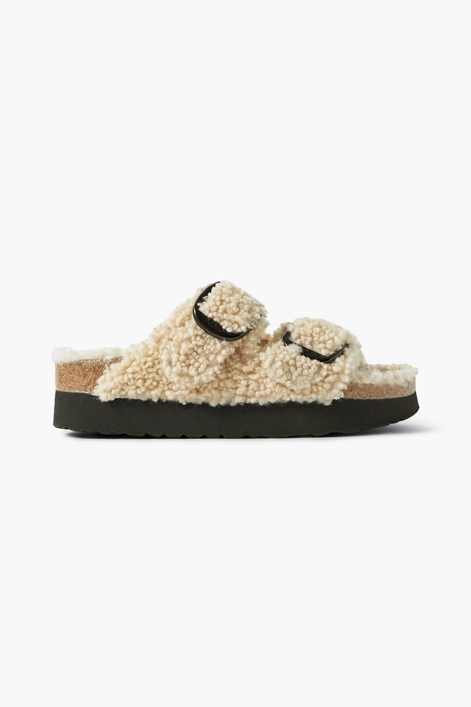 Birkenstock Arizona Big Buckle Teddy Sandal By Papillio Eggshell In Beige