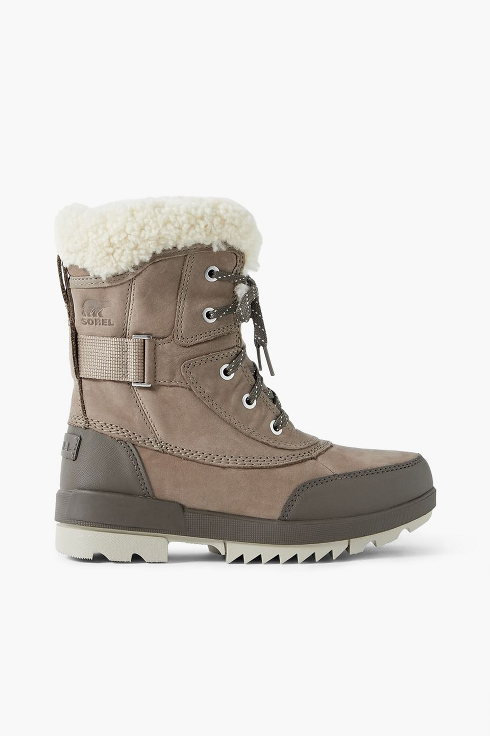Shop Sorel Tivoli™ Ii Parc Shearling-trimmed Leather Ankle Boots In Taupe