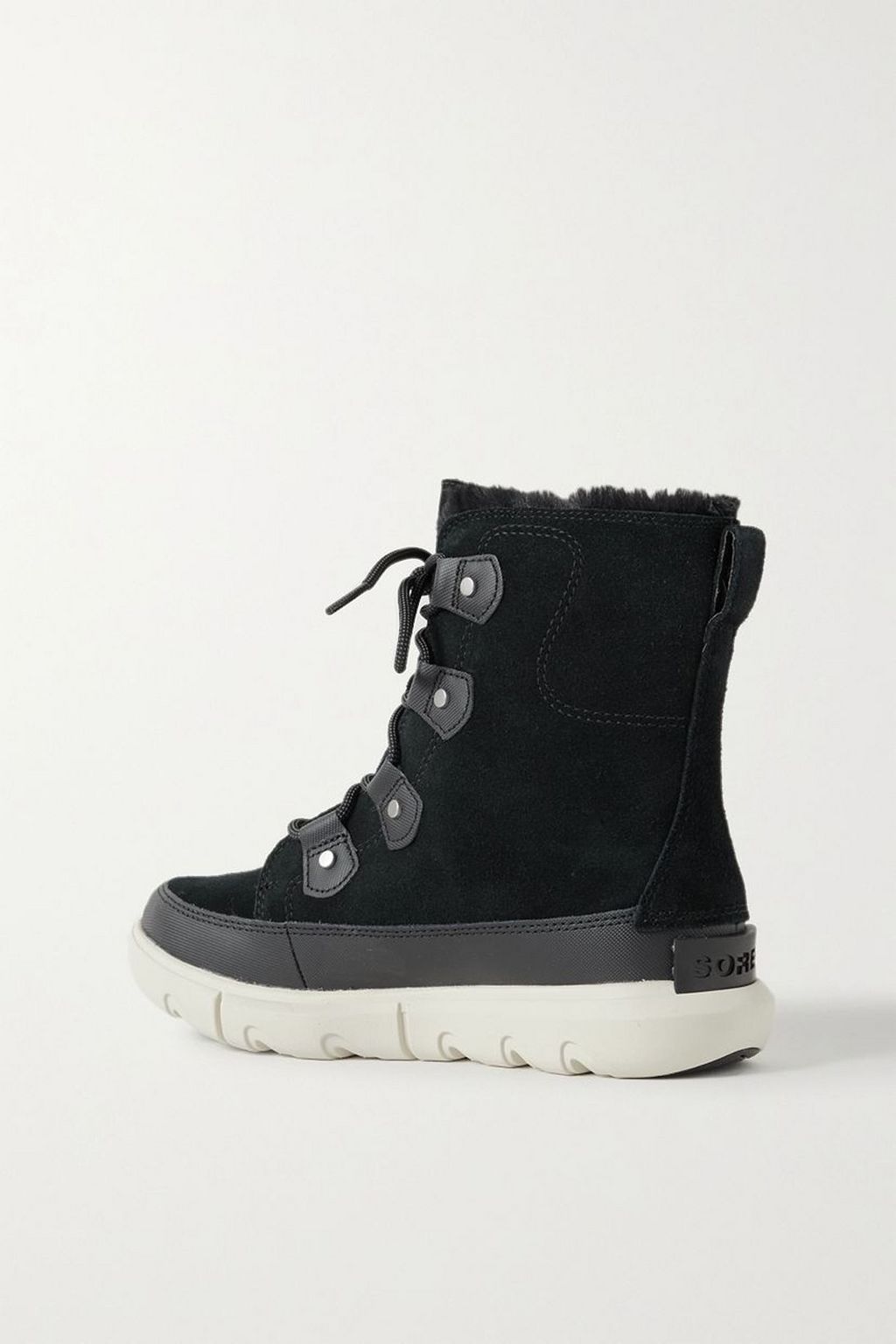 SOREL Explorer II Joan WP faux fur-trimmed suede ankle boots