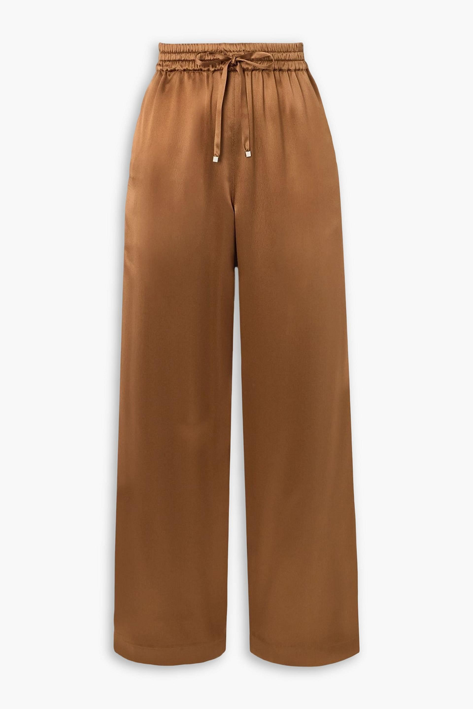 Dolce & Gabbana Silk-satin Straight-leg Pants In Brown