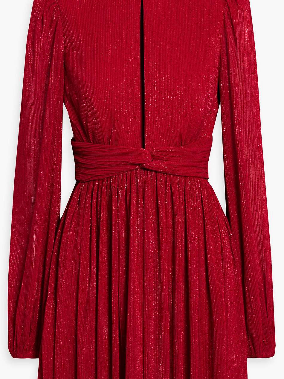 samantha cutout metallic plissé-tulle mini dress