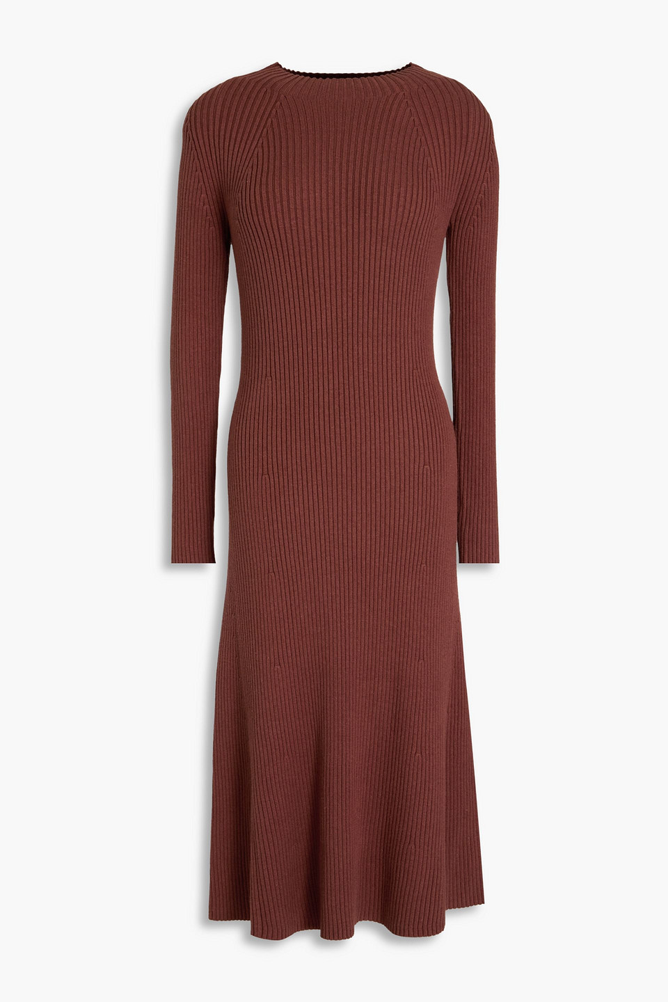 Joseph Ribbed Silk-blend Midi Dress In Burgundy