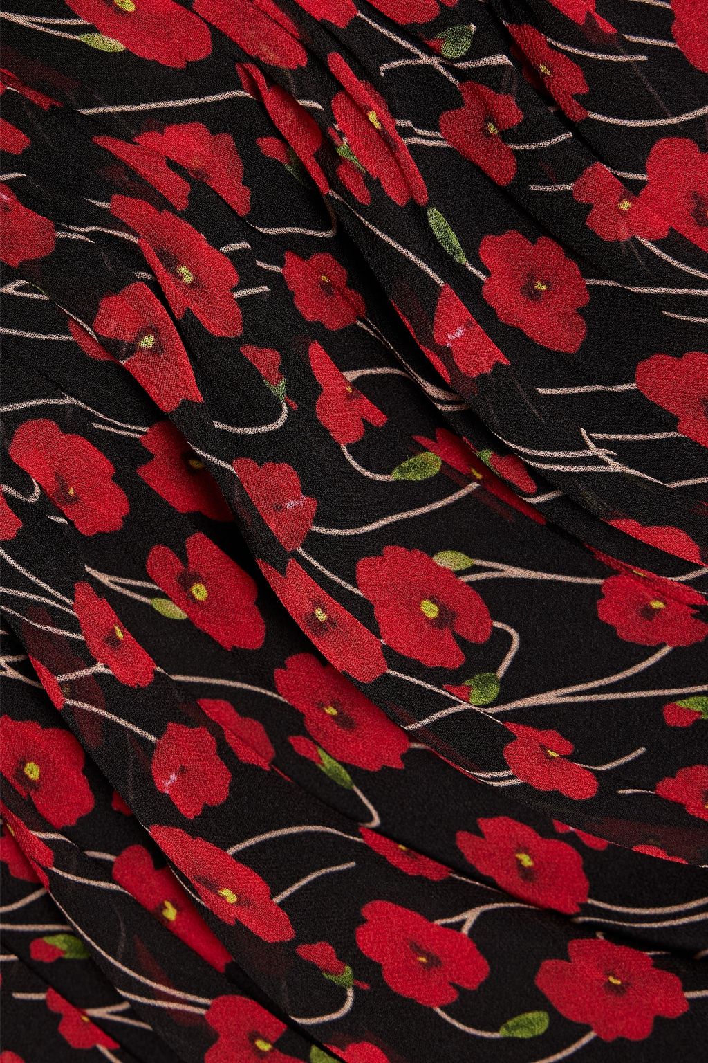 MIKAEL AGHAL Ruched floral-print chiffon midi dress