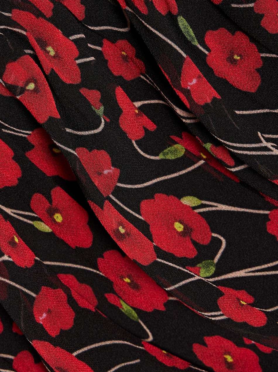 ruched floral-print chiffon midi dress