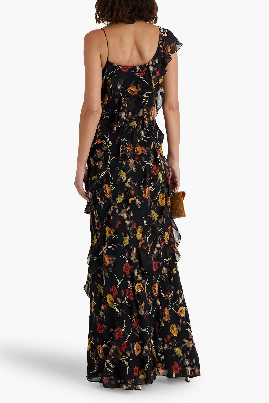 MIKAEL AGHAL Ruffled floral-print chiffon maxi dress