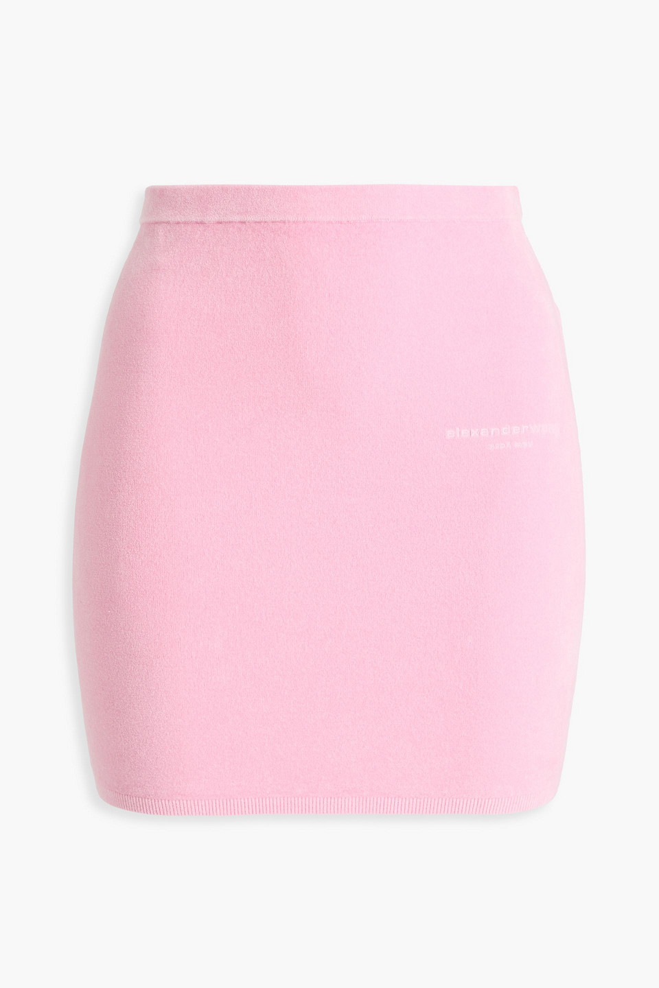Alexander Wang T Logo-print Cotton-blend Chenille Mini Skirt In Pink