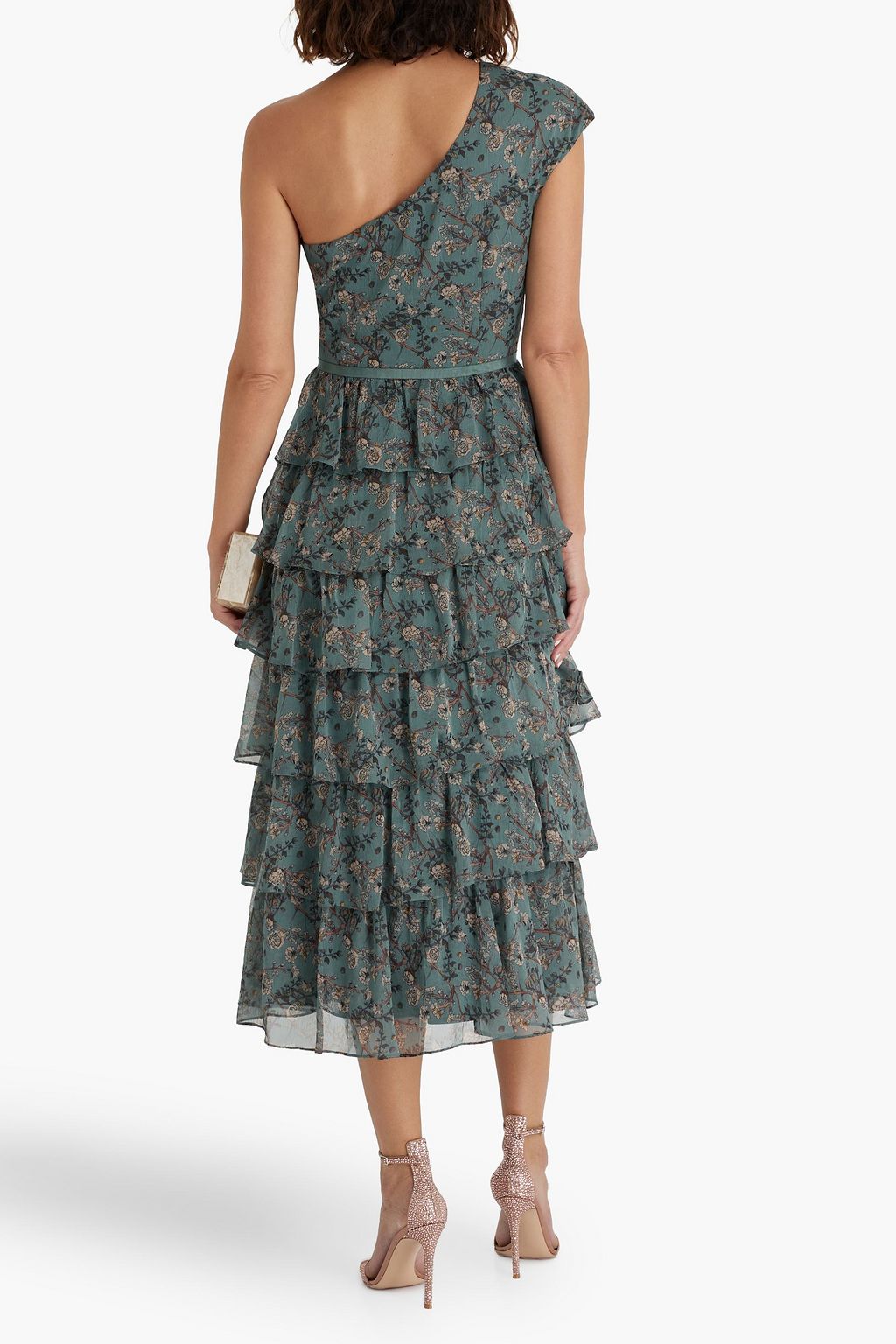 MIKAEL AGHAL One-shoulder ruffled floral-print georgette midi dress
