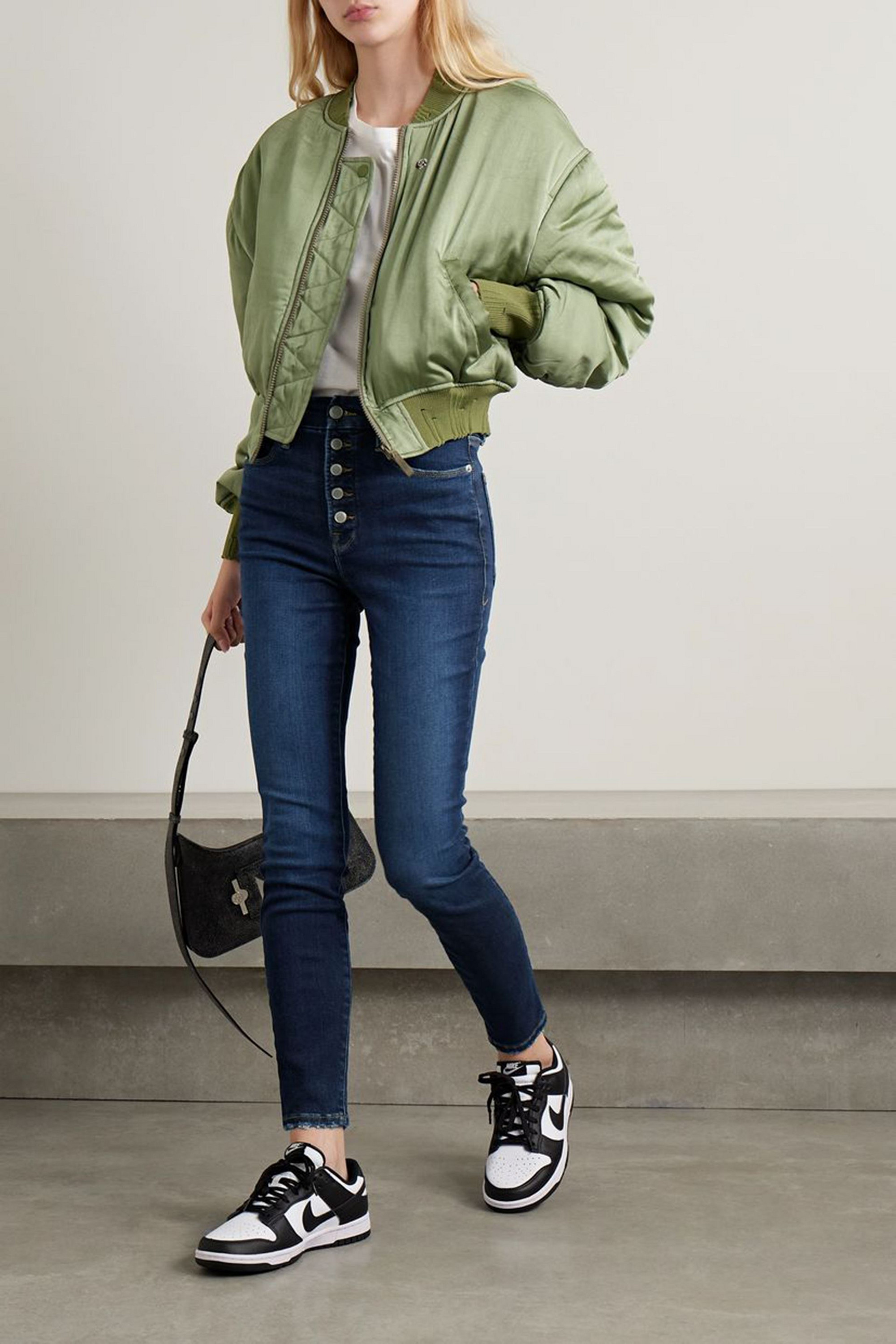 Good American Good Waist frayed high-rise skinny jeans