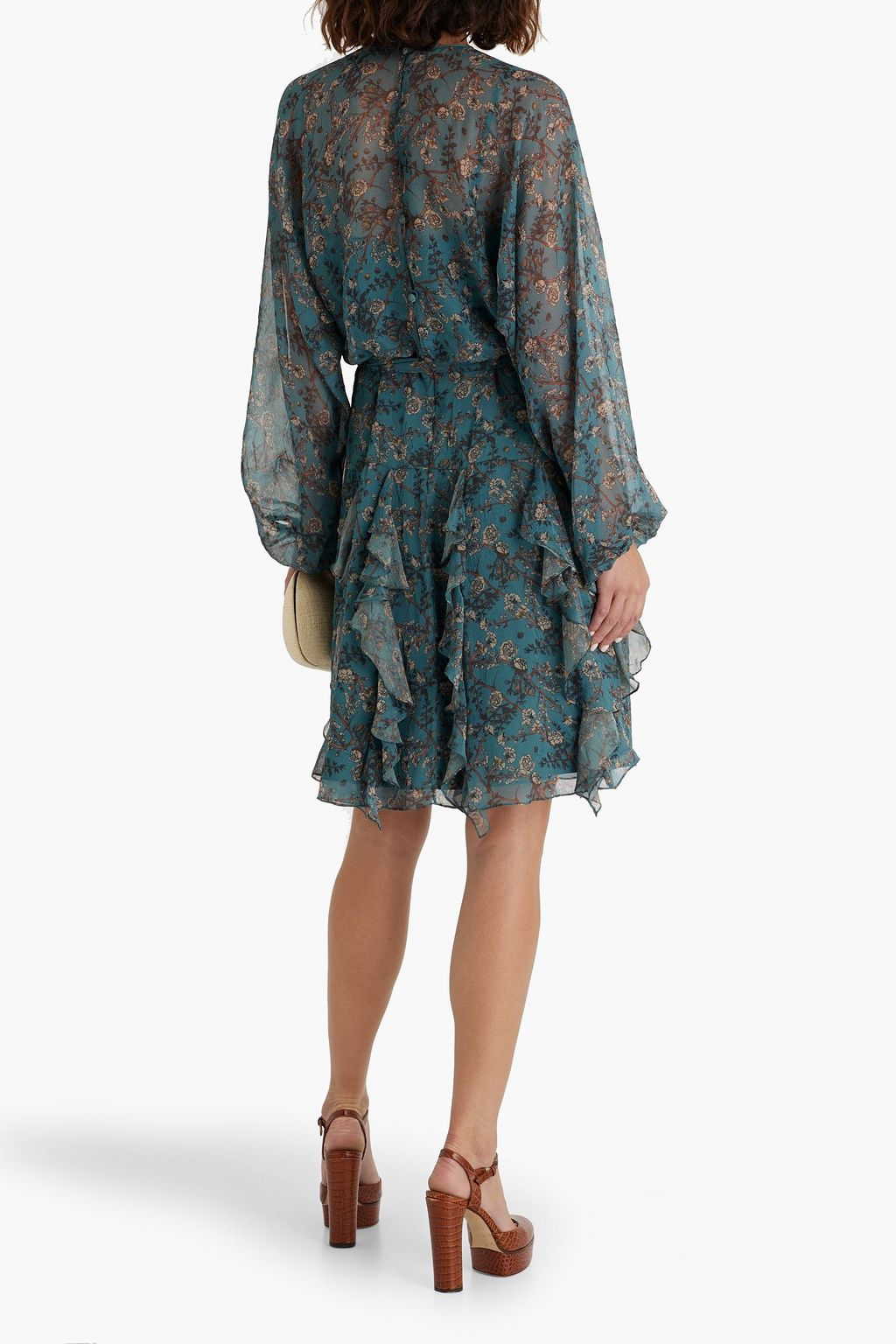 MIKAEL AGHAL Ruffled floral-print chiffon dress