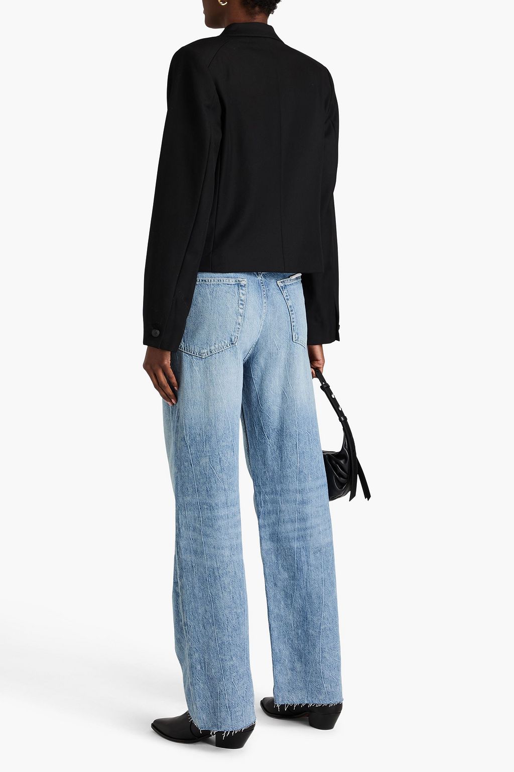 RAG & BONE جينز بأرجل واسعة وخصر مرتفع وبتأثير معتق
