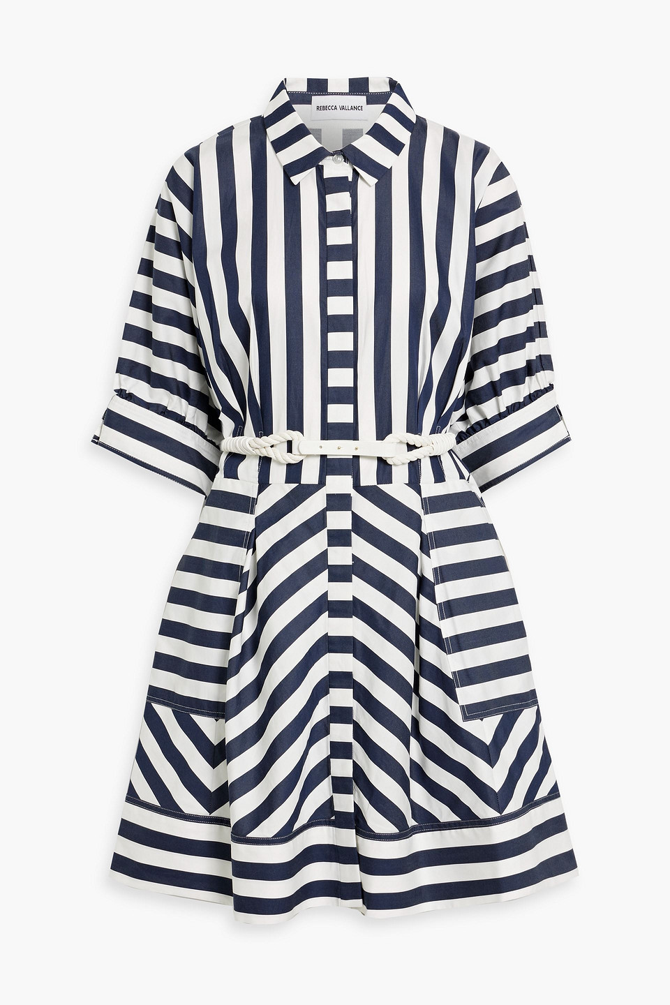 REBECCA VALLANCE KATERINA STRIPED COTTON-POPLIN SHIRT DRESS