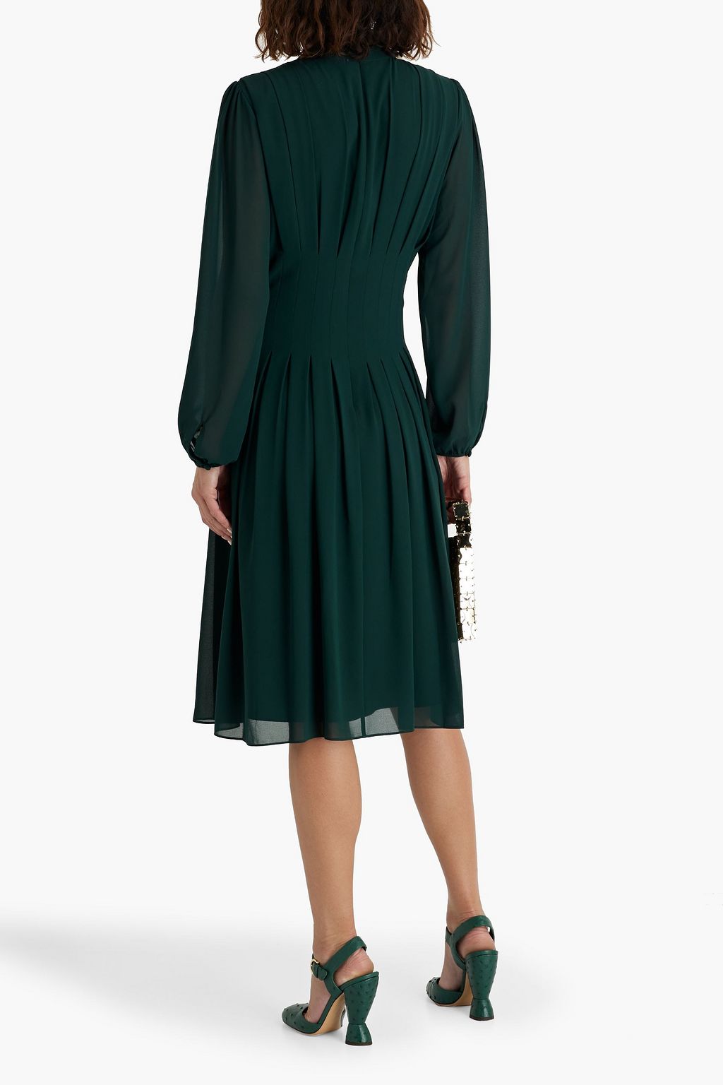 MIKAEL AGHAL Pleated chiffon midi dress