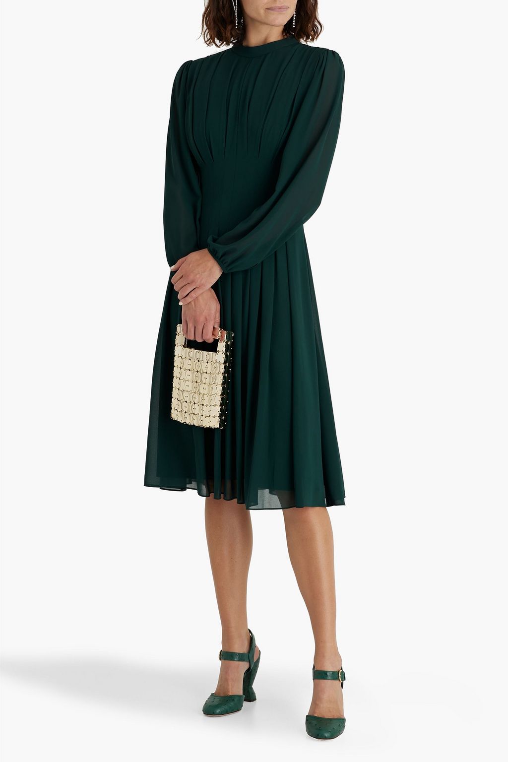 MIKAEL AGHAL Pleated chiffon midi dress