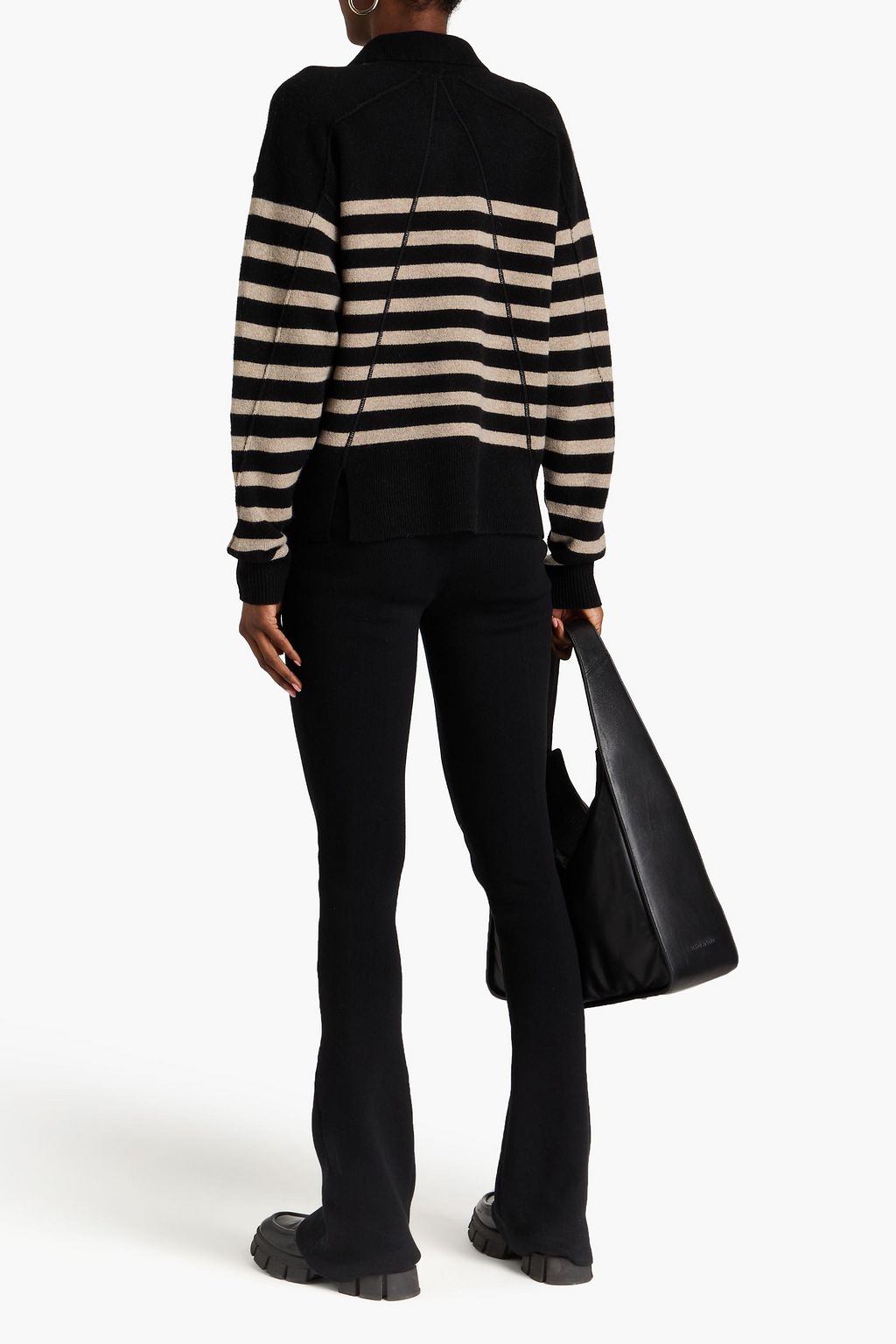 RAG & BONE كنزة رياضية بولو Bridget من مزيج الصوف وبتصميم مخطط