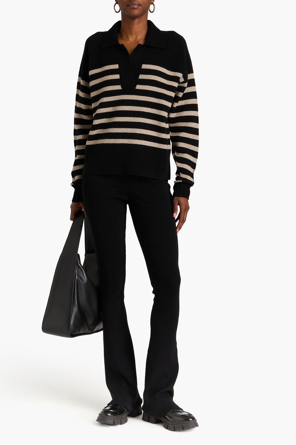 RAG & BONE كنزة رياضية بولو Bridget من مزيج الصوف وبتصميم مخطط