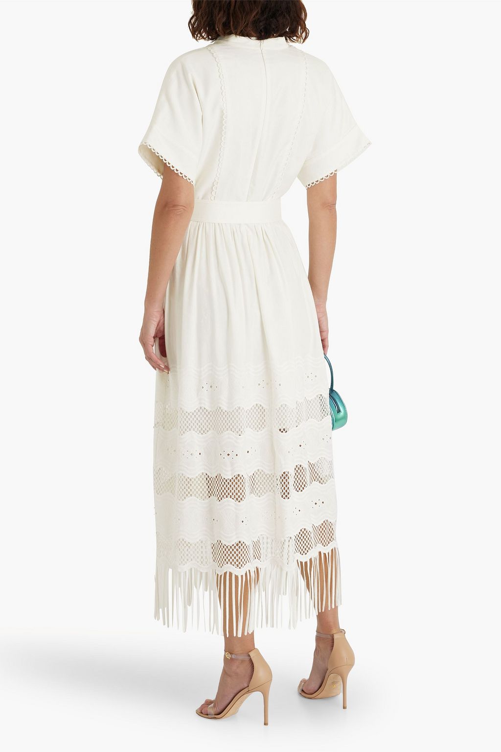 REBECCA VALLANCE Giovanni fringed linen-blend midi shirt dress