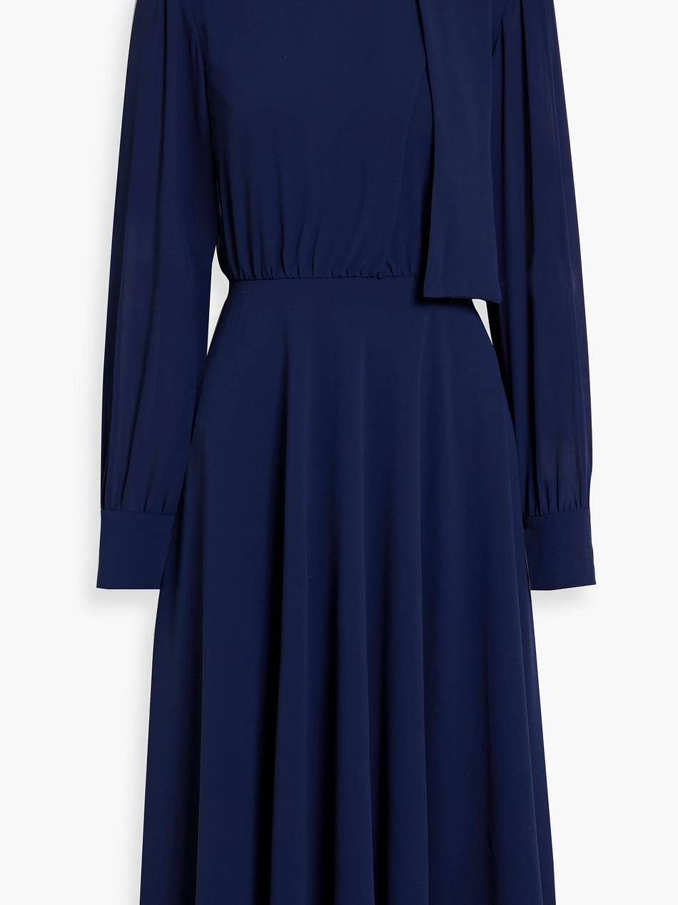 draped crepe midi dress