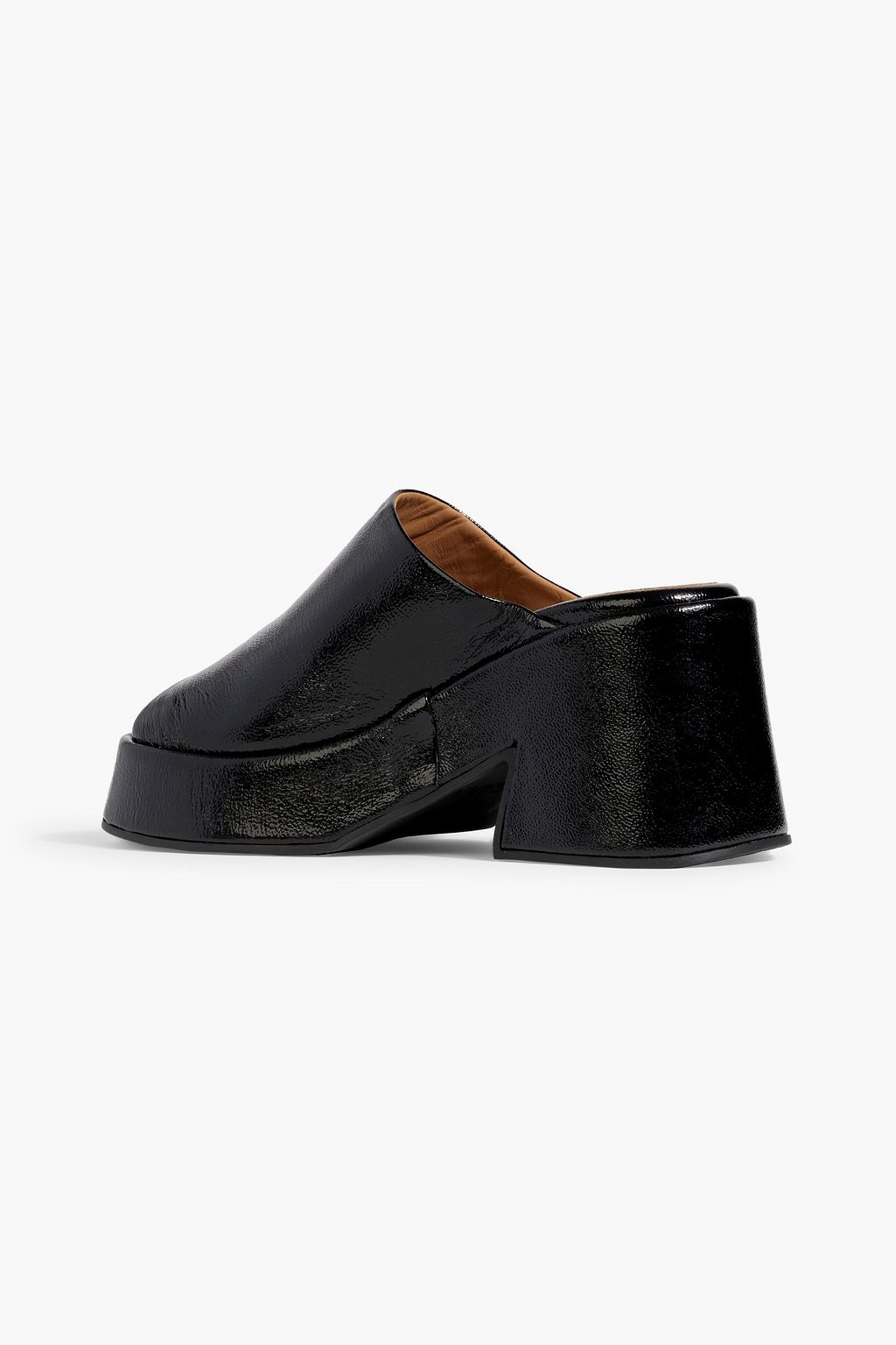 GANNI Retro crinkled patent-leather platform mules