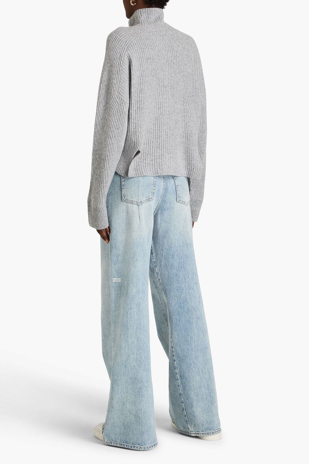 RAG & BONE كنزة رياضية Pierce من الكشمير بتصميم مضلّع بلونين وبنصف سحاب