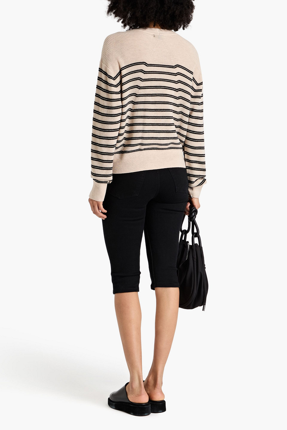 Rag & Bone Bree Striped Wool Sweater In Beige