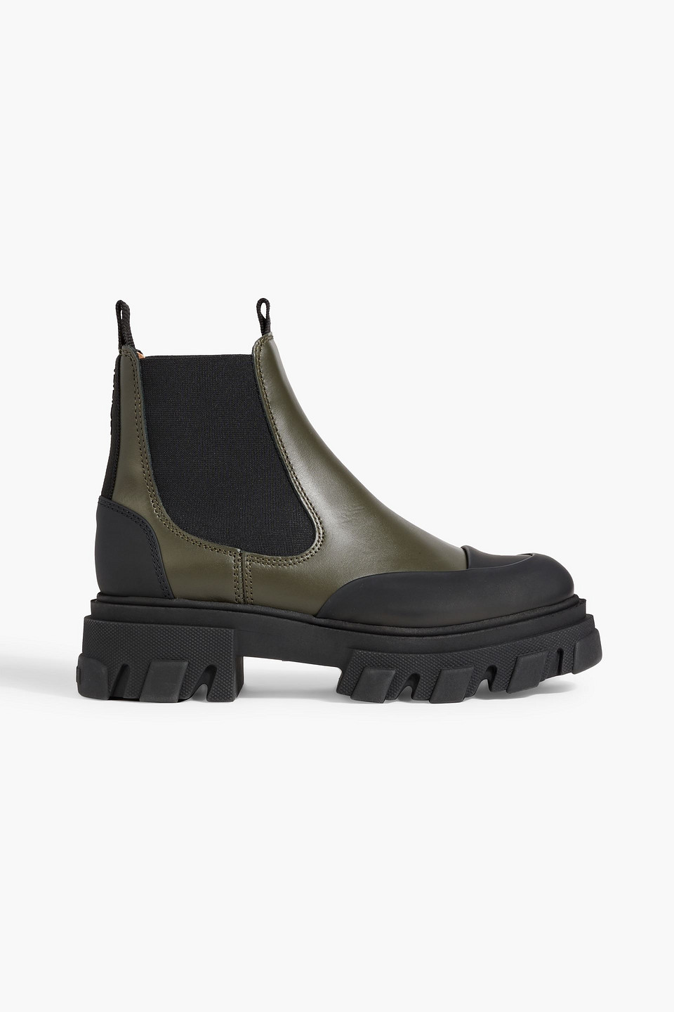 Ganni Mid Chelsea Boots In Army Green