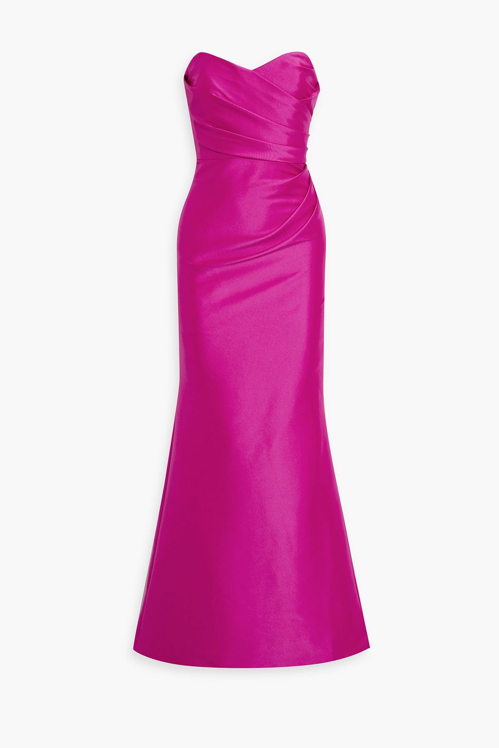 Strapless Pleated Faille Maxi Dress