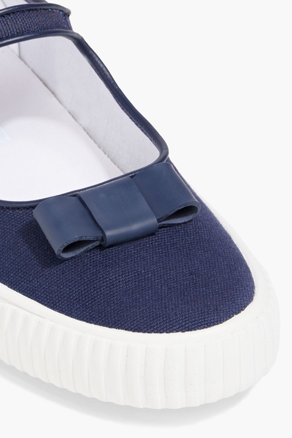 THOM BROWNE Tennis Mary Jane bow-detailed canvas sneakers