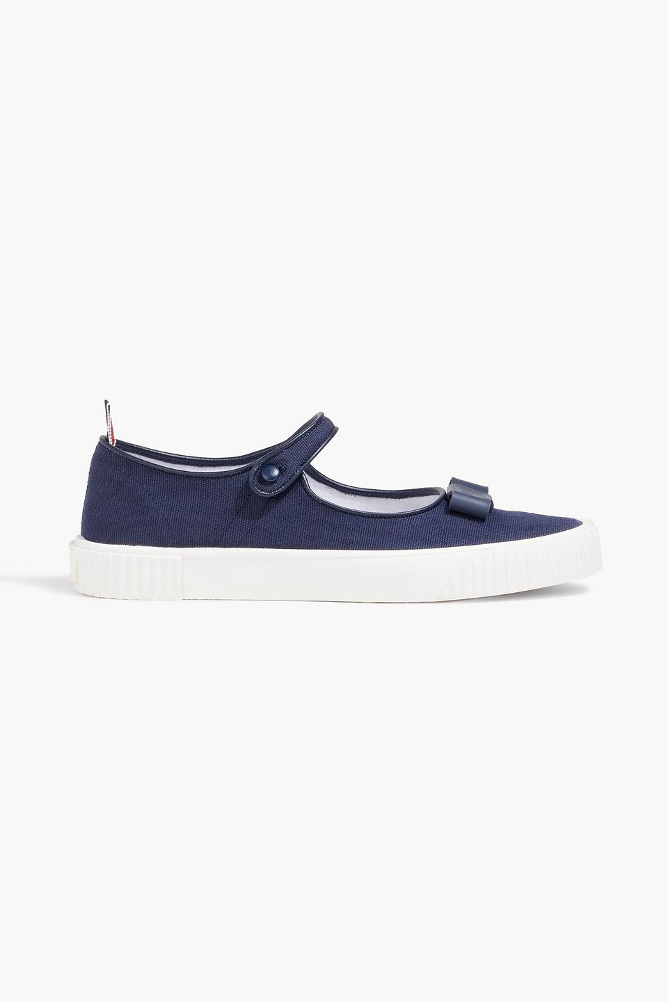 Thom Browne Tennis Mary Jane Bow-detailed Canvas Sneakers In Navy