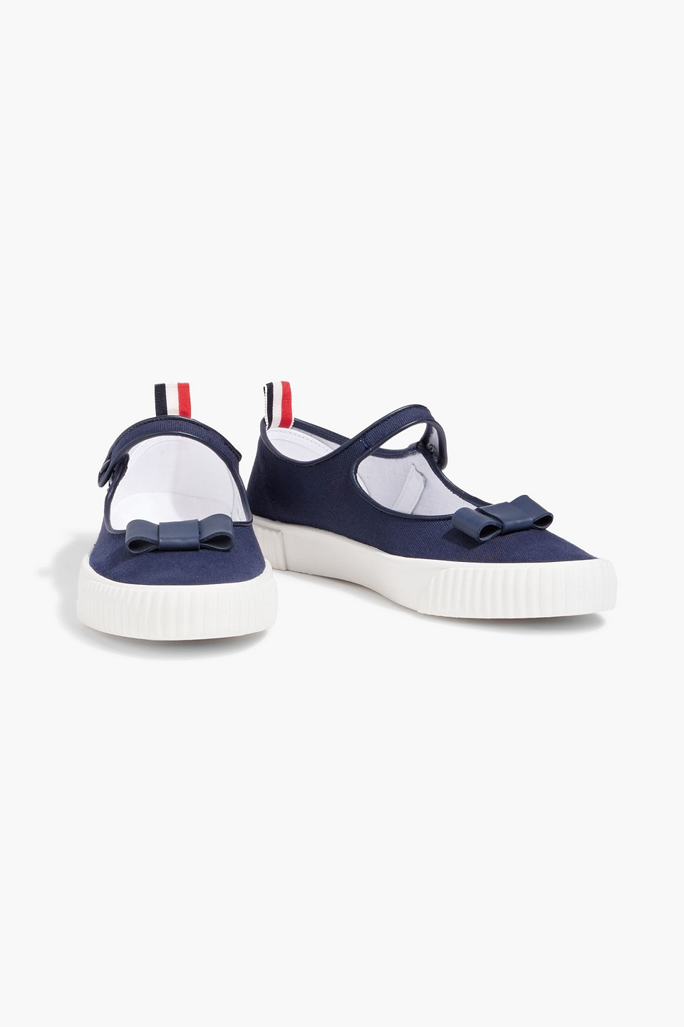 Thom Browne Tennis Mary Jane Bow-detailed Canvas Sneakers In Navy